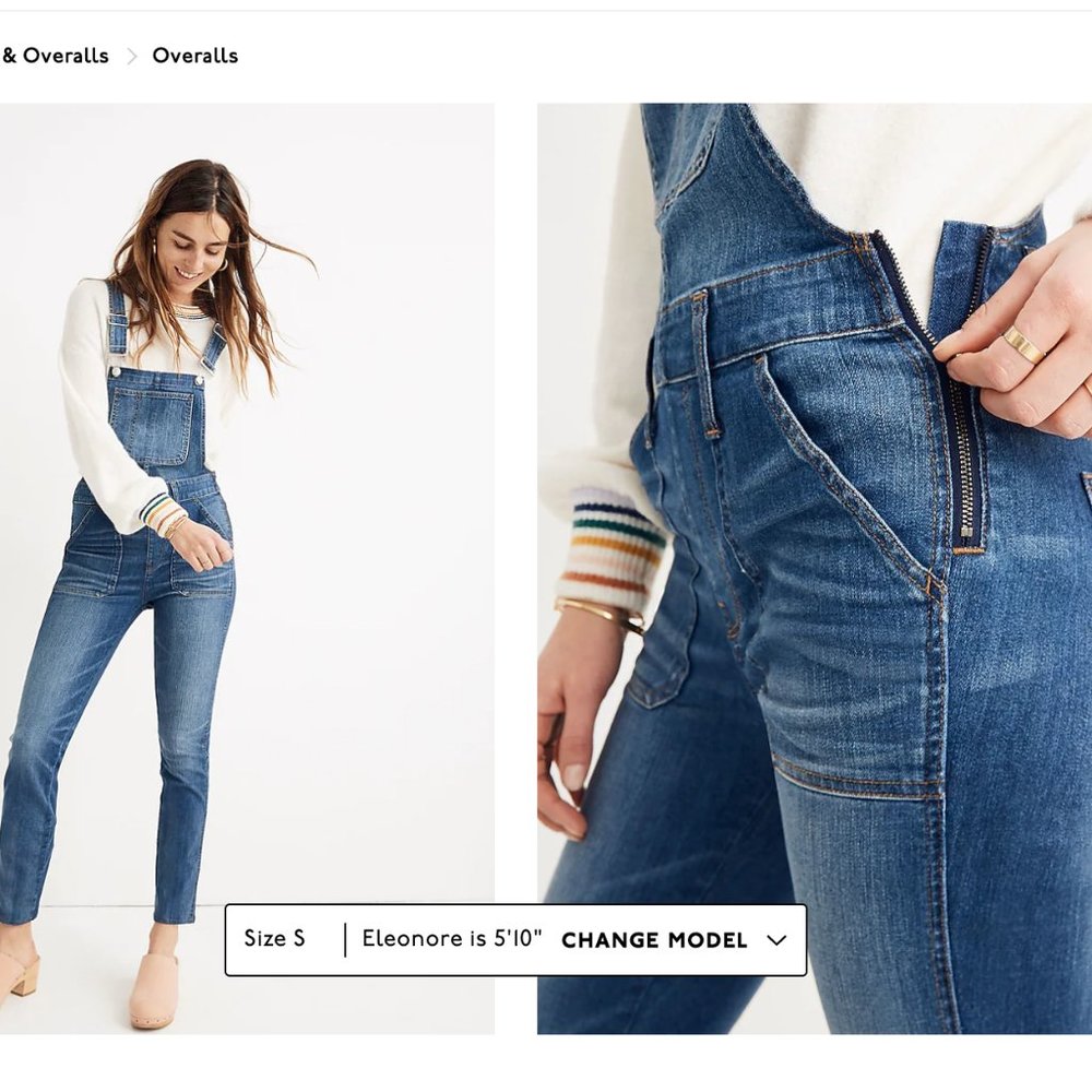 NWT Madewell Skinny Overalls in Jansing Wash Denim Jean XS